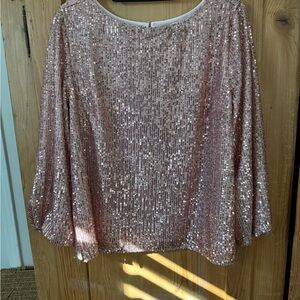 LOFT Sparkling Pink Sequin Blouse